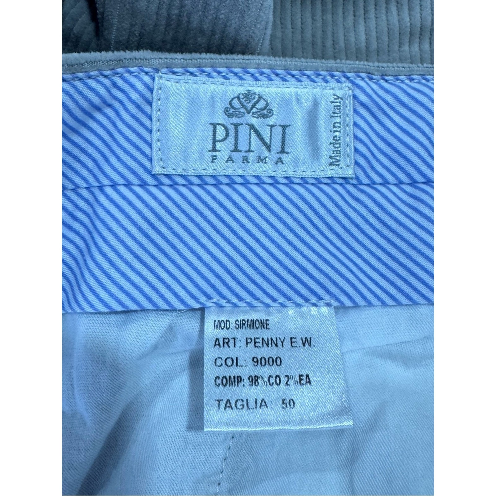Pini Parma Mens Gray Corduroy Trouser Pant Sirmione Made In Italy 33" — image 4 of 7